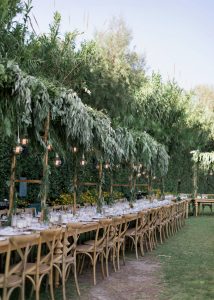long wooden table in Athens wedding