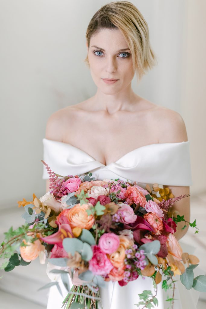 bride with her bouquet