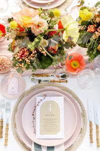 spring tablescape in pink tones