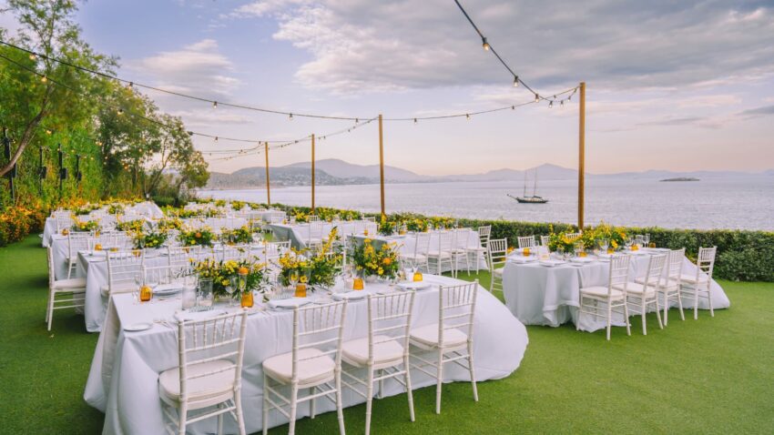 A Yellow wedding at Island Art and Taste: Kelly and Panos’ Love Story